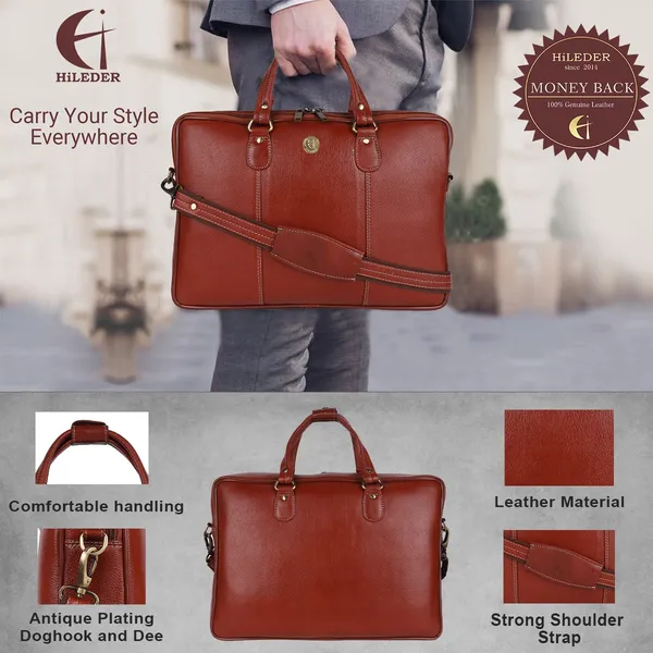 100%_pure_genuine_premium_ndm_leather_16_inch_briefcase_laptop_messenger_satchel_office_bag,_tan