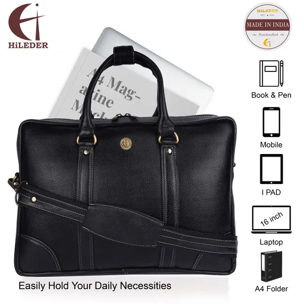 100%_pure_genuine_premium_ndm_leather_15.5_inch_briefcase_laptop_messenger_satchel_office_bag,_black