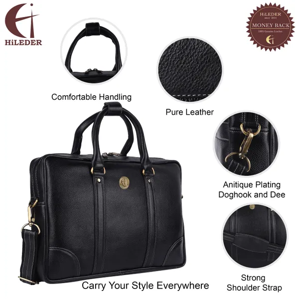 100%_pure_genuine_premium_ndm_leather_15.5_inch_briefcase_laptop_messenger_satchel_office_bag,_black