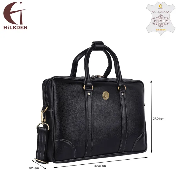 100%_pure_genuine_premium_ndm_leather_15.5_inch_briefcase_laptop_messenger_satchel_office_bag,_black