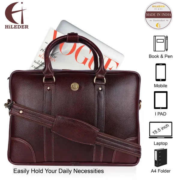 100%_pure_genuine_premium_ndm_leather_15.5_inch_briefcase_laptop_messenger_satchel_office_bag,_brown
