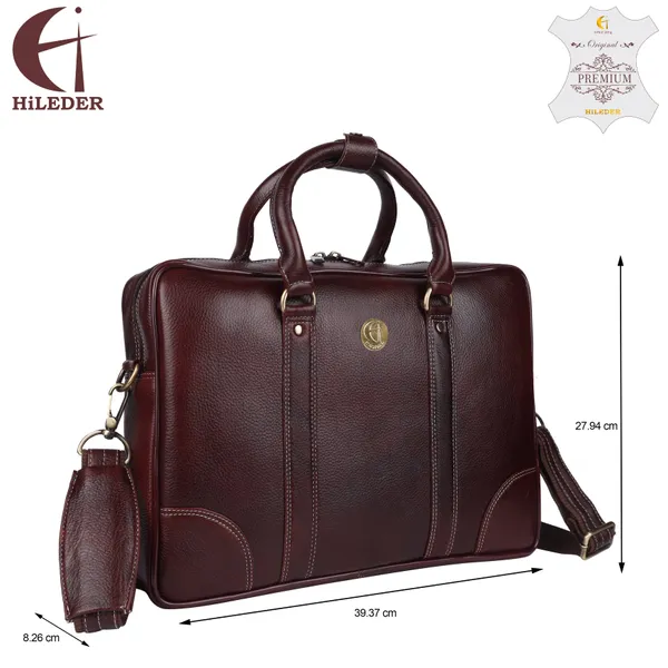 100%_pure_genuine_premium_ndm_leather_15.5_inch_briefcase_laptop_messenger_satchel_office_bag,_brown