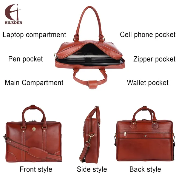 100%_pure_genuine_premium_ndm_leather_15.5_inch_briefcase_laptop_messenger_satchel_office_bag,_tan
