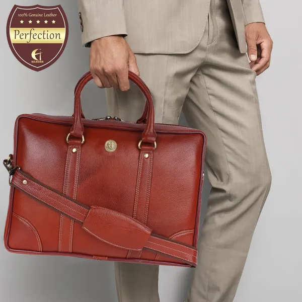 100%_pure_genuine_premium_ndm_leather_15.5_inch_briefcase_laptop_messenger_satchel_office_bag,_tan