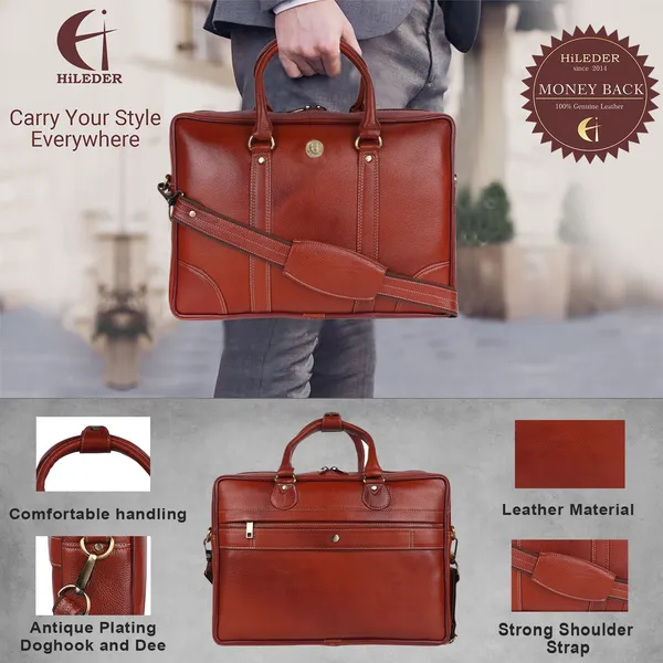 100%_pure_genuine_premium_ndm_leather_15.5_inch_briefcase_laptop_messenger_satchel_office_bag,_tan