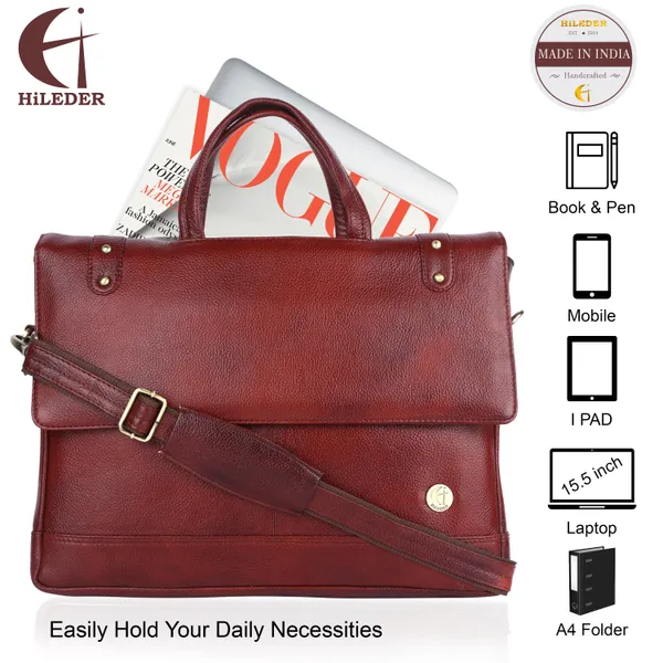 100%_pure_genuine_premium_ndm_leather_16_inch_briefcase_laptop_messenger_satchel_office_bag,_brown