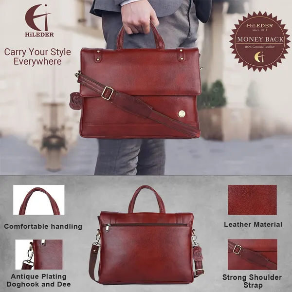 100%_pure_genuine_premium_ndm_leather_16_inch_briefcase_laptop_messenger_satchel_office_bag,_brown