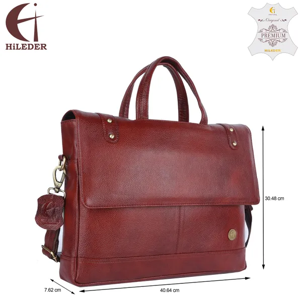 100%_pure_genuine_premium_ndm_leather_16_inch_briefcase_laptop_messenger_satchel_office_bag,_brown
