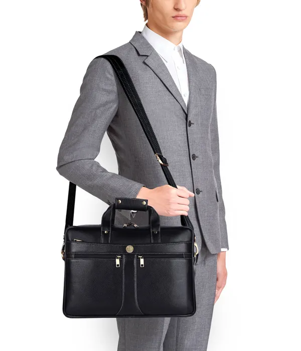 100%_pure_genuine_premium_ndm_leather_16_inch_briefcase_laptop_messenger_satchel_office_bag,_black