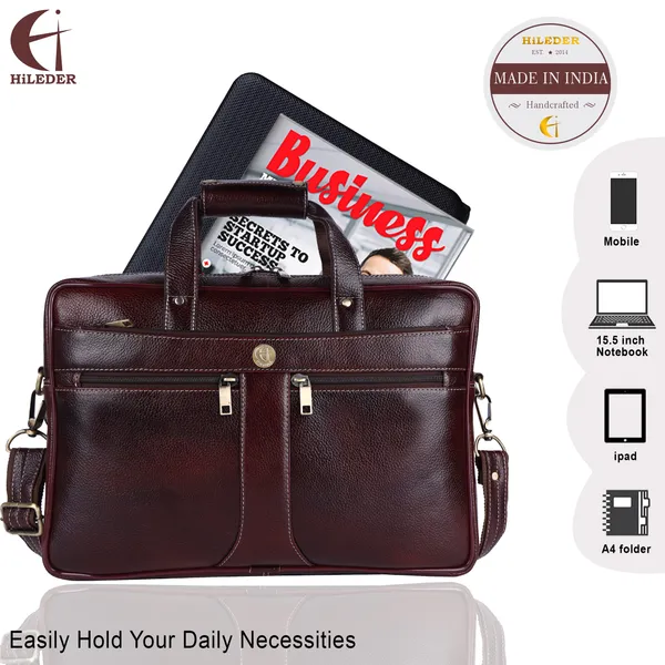 100%_pure_genuine_premium_ndm_leather_16_inch_briefcase_laptop_messenger_satchel_office_bag,_brown
