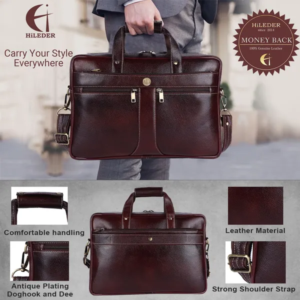 100%_pure_genuine_premium_ndm_leather_16_inch_briefcase_laptop_messenger_satchel_office_bag,_brown