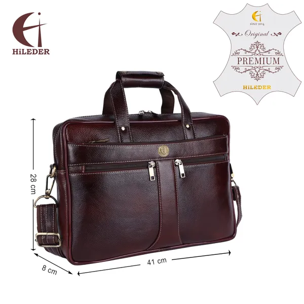 100%_pure_genuine_premium_ndm_leather_16_inch_briefcase_laptop_messenger_satchel_office_bag,_brown