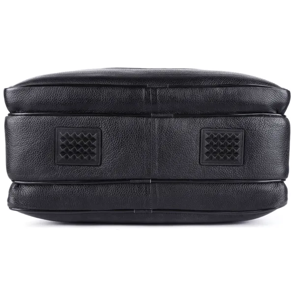 pure_genuine_leather_16_inch_stylish_padded_compartment_briefcase_satchel_laptop_messenger_travelling_office_bag,_black