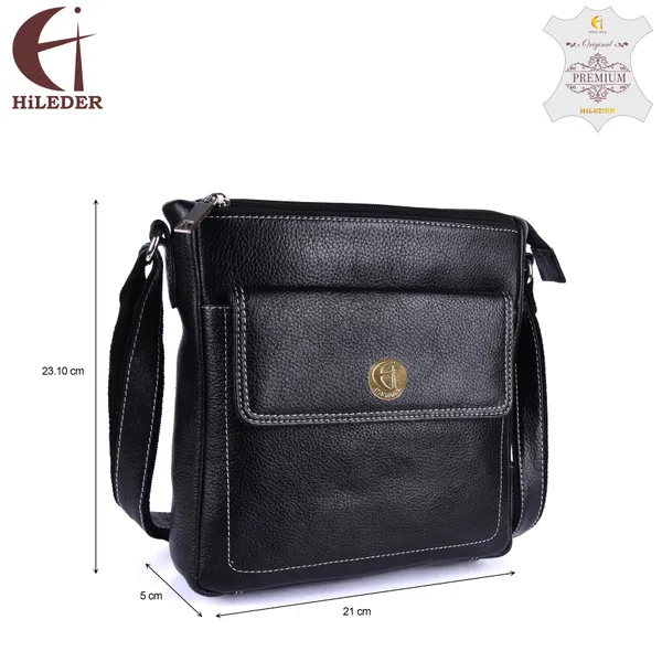 100%_pure_genuine_leather_messenger_shoulder_9_inch_sling_cross_body_travel_office_tablet_bag_for_men_women,_black