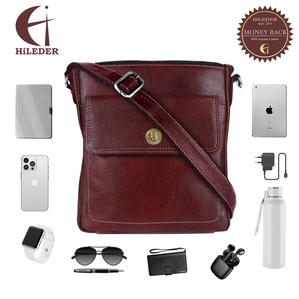 100%_pure_genuine_leather_messenger_shoulder_9_inch_sling_cross_body_travel_office_tablet_bag_for_men_women,_brown