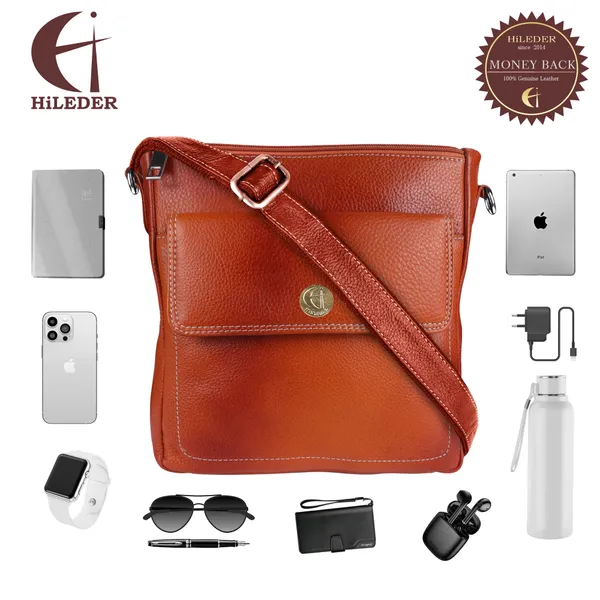 100%_pure_genuine_leather_messenger_shoulder_9_inch_sling_cross_body_travel_office_tablet_bag_for_men_women,_orange