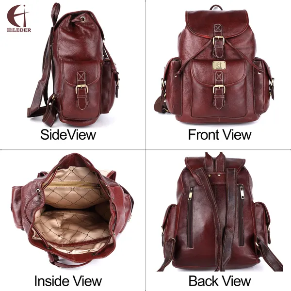 pure_genuine_leather_spacious_14.5_inch_backpack_daypack_rucksack_casual_office_bag_|travel_business_daily_use|_brass_buckles_flip_pockets_|_brown