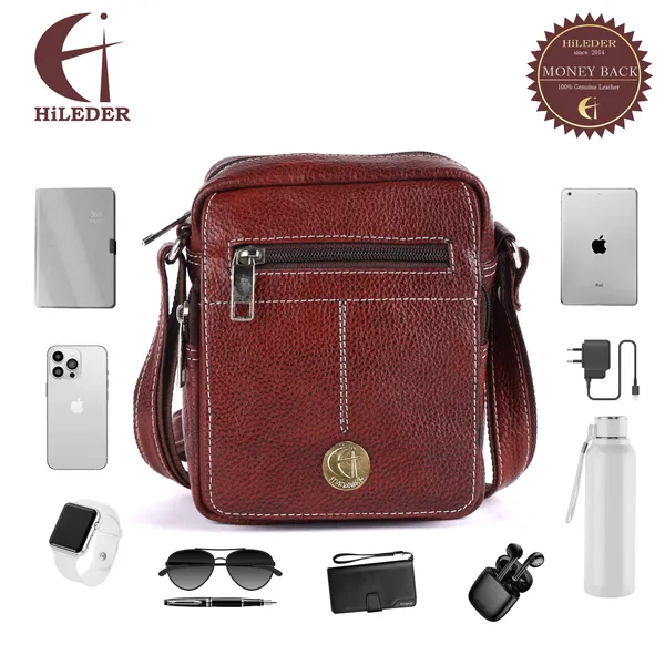 100%_pure_genuine_leather_messenger_shoulder_7_inch_sling_cross_body_travel_office_tablet_bag_for_men_women,_brown