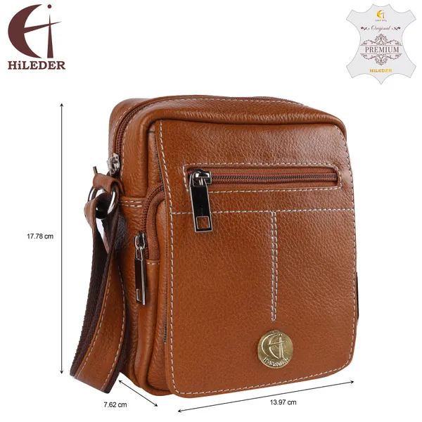 100%_pure_genuine_leather_messenger_shoulder_7_inch_sling_cross_body_travel_office_tablet_bag_for_men_women,_tan