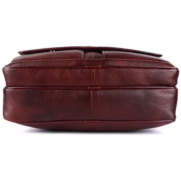 pure_genuine_leather_15.5_inch_stylish_briefcase_laptop_messenger_travelling_daily_use_bag_with_front_flap_pocket_,_brown
