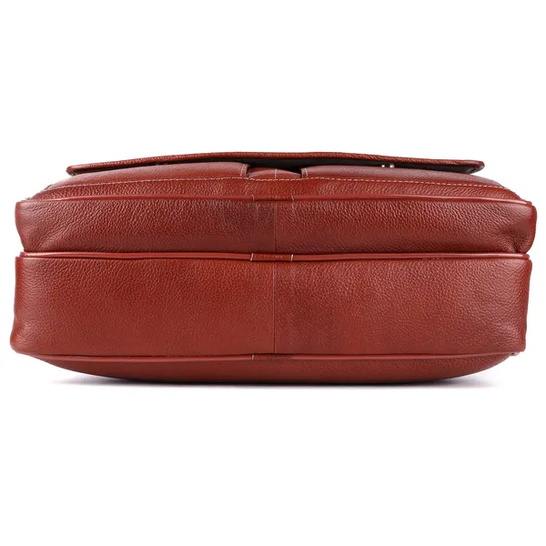 pure_genuine_leather_15.5_inch_stylish_briefcase_laptop_messenger_travelling_daily_use_bag_with_front_flap_pocket,_tan