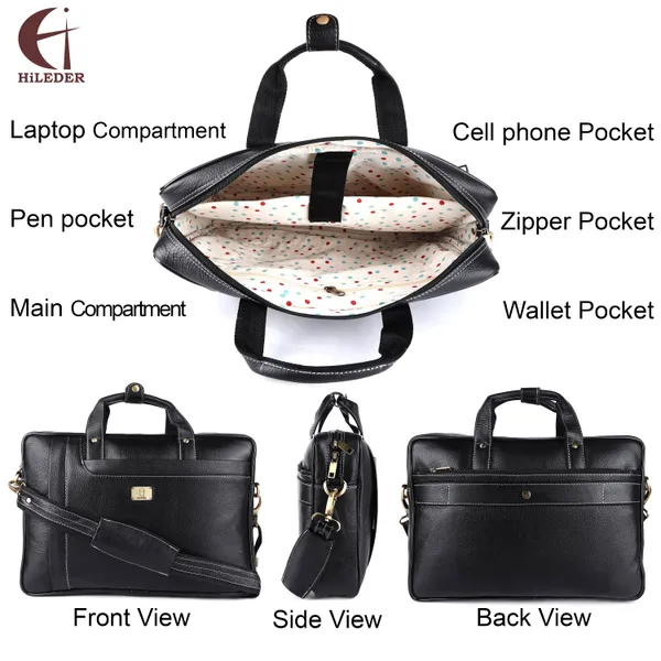 pure_genuine_leather_15.5_inch_stylish_briefcase_laptop_messenger_travelling__bag_with_spacious_vertical_zipper_front_pocket_for_office_files,_black