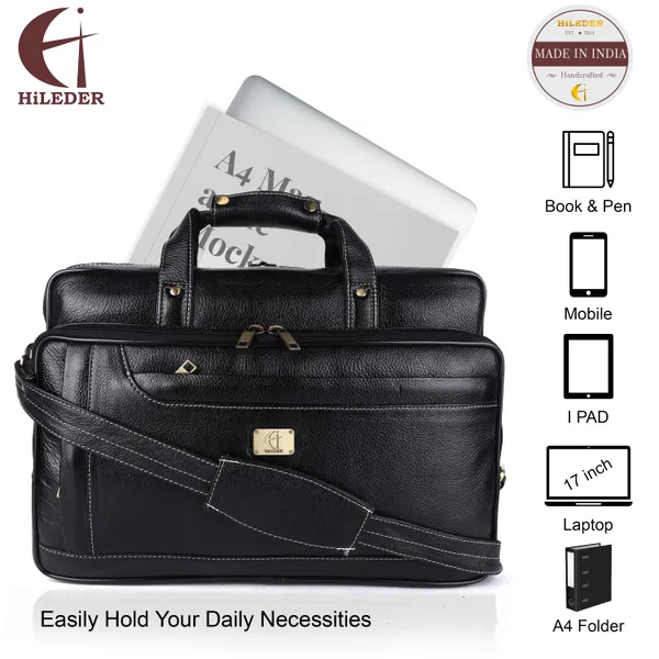pure_genuine_original_leather_16_inch_stylish_laptop_messenger_travelling_daily_use_bag_with_3_compartments_and_vertical_zipper_front_pocket,_black