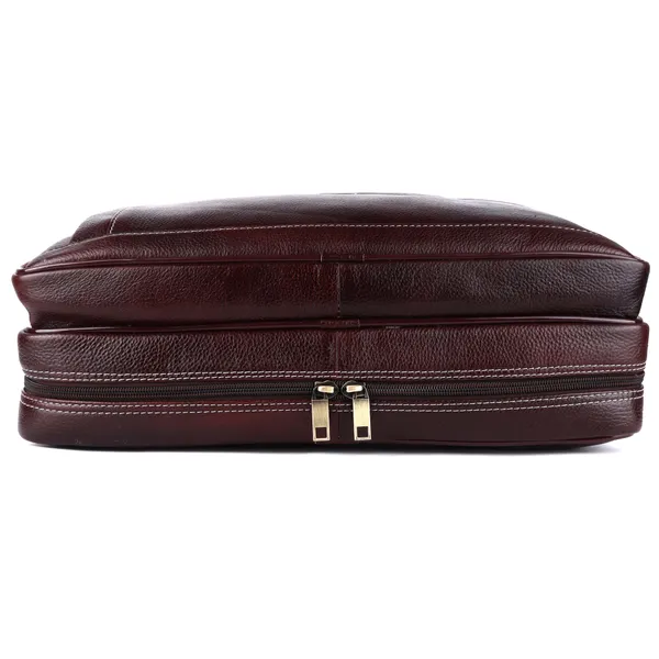 pure_genuine_original_leather_16_inch_stylish_laptop_messenger_travelling_bag_with_3_compartments_and_vertical_zipper_front_pocket,_brown