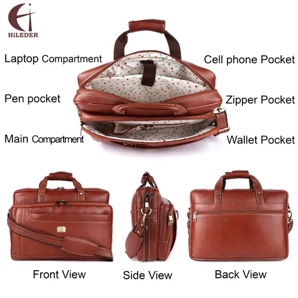 pure_genuine_original_leather_16_inch_stylish_briefcase_satchel_laptop_messenger_travelling_bag_with_3_compartments_and_vertical_zipper_front_pocket,_tan