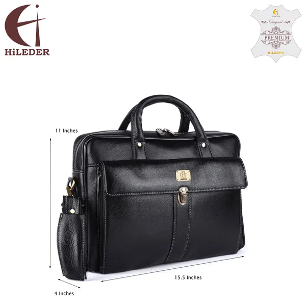 Pure_Black_Leather_Unisex_14.5_Inch_Messenger_Shoulder_Laptop_Bag_For_Men_&_Women.