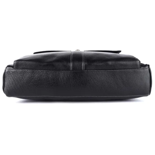Pure_Black_Leather_Unisex_14.5_Inch_Messenger_Shoulder_Laptop_Bag_For_Men_&_Women.