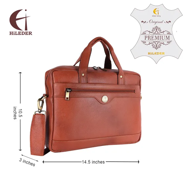 100%_pure_genuine_leather_stylish_16_inches_briefcase_laptop_satchel_messenger_travel_office_bag,_tan