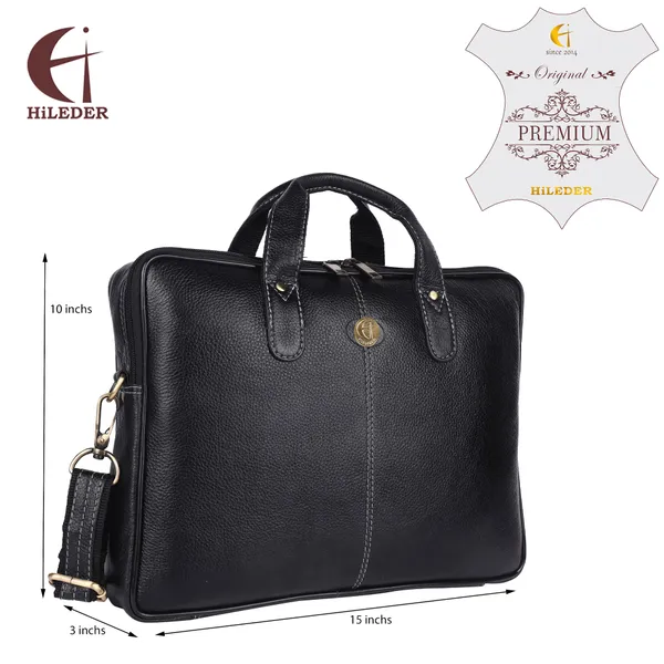 100%_pure_genuine_leather_14.5_inch_briefcase_laptop_messenger_crossbody_office_bag,_formal_look,_black