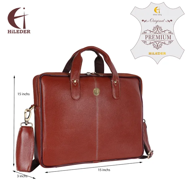100%_pure_genuine_leather_14.5_inch_briefcase_laptop_messenger_crossbody_office_bag,_formal_look,_tan