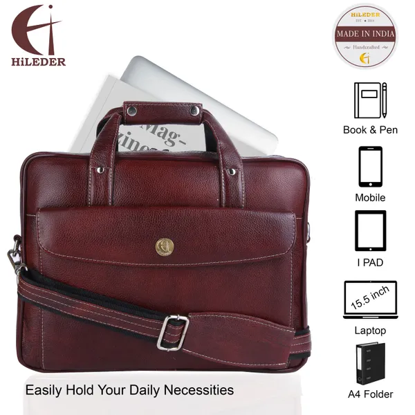 100%_pure_genuine_leather_14.5_inch_briefcase_laptop_messenger_satchel_office_bag,_dark_brown