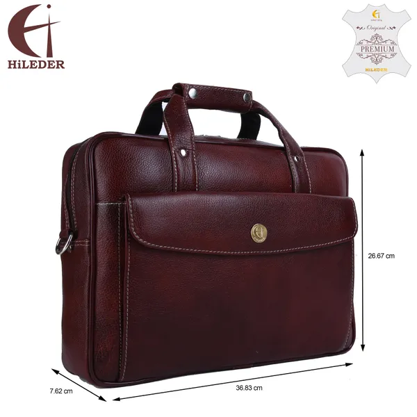 100%_pure_genuine_leather_14.5_inch_briefcase_laptop_messenger_satchel_office_bag,_dark_brown