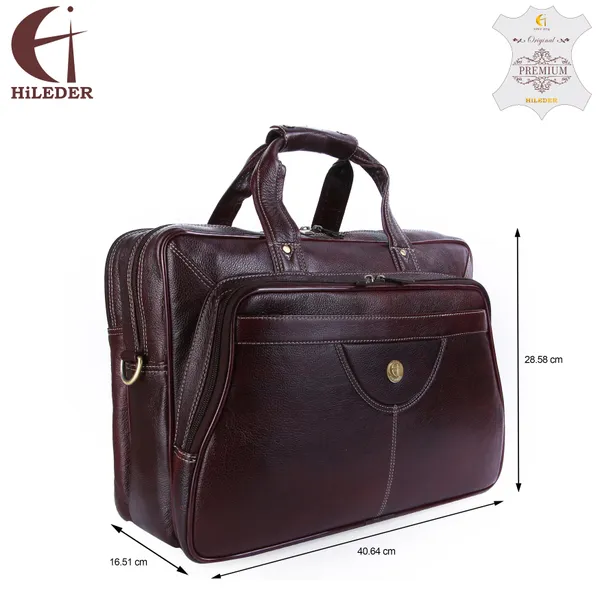 100%_pure_genuine_leather_16_inch_spacious_travel_briefcase_laptop_messenger_satchel_office_bag,_dark_brown