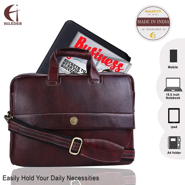 pure_genuine_leather_15.5_inch_briefcase_laptop_messenger_satchel_office_daily_use_bag,_brown