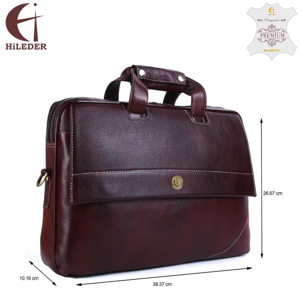 pure_genuine_leather_15.5_inch_briefcase_laptop_messenger_satchel_office_daily_use_bag,_brown