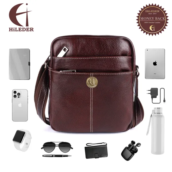 100%_pure_genuine_leather_utility_8.5_inch_travel_office_ipad_tab_bag,_deep_brown