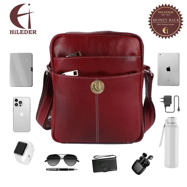 100%_pure_genuine_leather_utility_8.5_inch_travel_office_ipad_tab_bag,_maroon