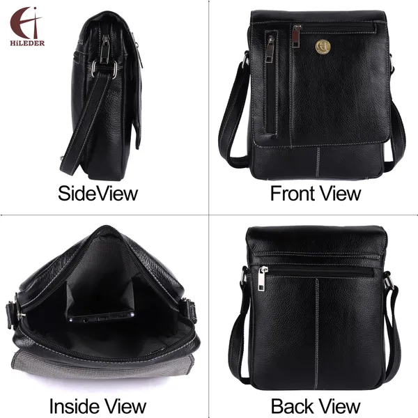 100%_pure_genuine_leather_10.5_inches_sling_travel_tablet_office_bag,_black