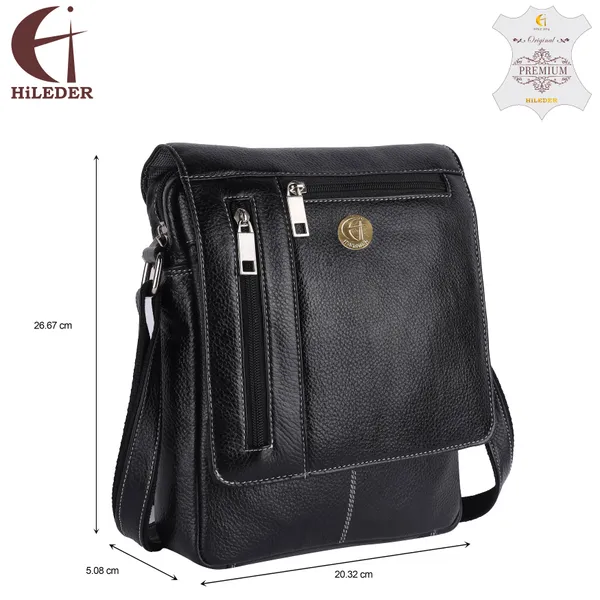 100%_pure_genuine_leather_10.5_inches_sling_travel_tablet_office_bag,_black