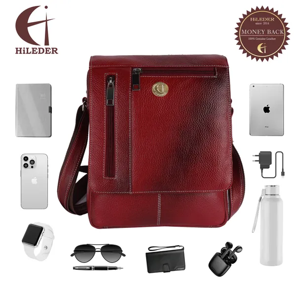 100%_pure_genuine_leather_10.5_inches_sling_travel_tablet_office_bag,_maroon