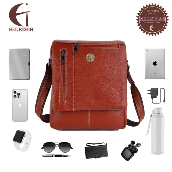 100%_pure_genuine_leather_10.5_inches_sling_travel_tablet_office_bag,_orange