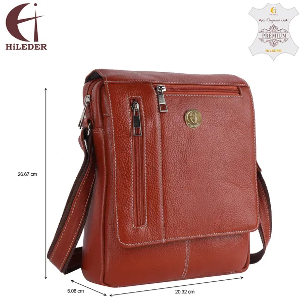 100%_pure_genuine_leather_10.5_inches_sling_travel_tablet_office_bag,_orange