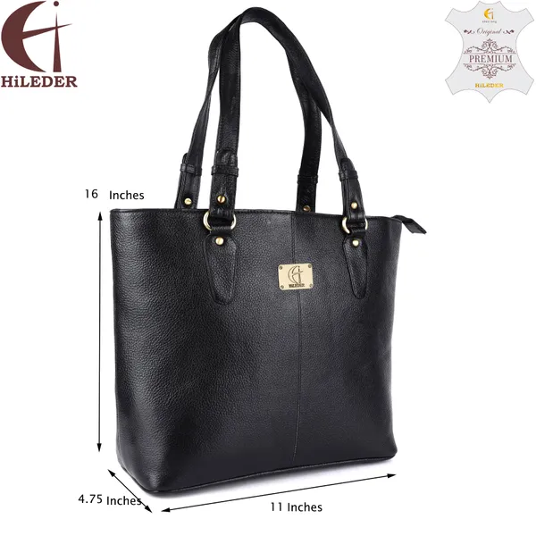 pure_natural_leather_top_handle_specious_tote_shoulder_handbag_shopper_bag_for_women_for_college_office_daily_use_large_size,_black