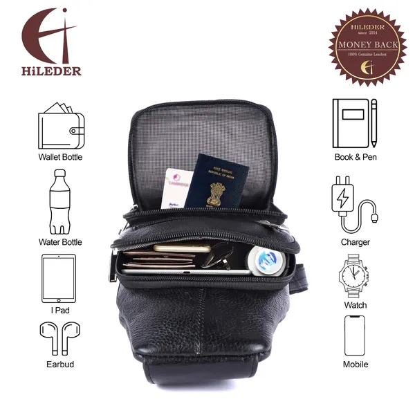 100%_pure_genuine_leather_12_inches_sling_cross_body_outdoor_travel_passport_chest_bag_for_men_and_women,_black