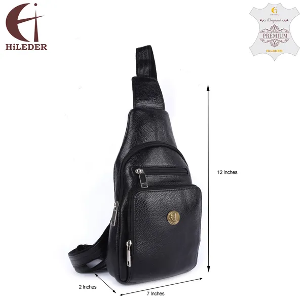 100%_pure_genuine_leather_12_inches_sling_cross_body_outdoor_travel_passport_chest_bag_for_men_and_women,_black