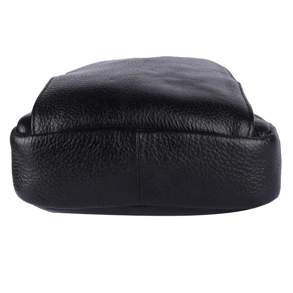 100%_pure_genuine_leather_12_inches_sling_cross_body_outdoor_travel_passport_chest_bag_for_men_and_women,_black